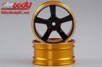 Jantes - 1/10 Touring - Scale - 12mm Hex - CNC Aluminium - Camaro 2011 - Noir / Gold (2 pces)