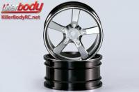 Wheels - 1/10 Touring - Scale - 12mm Hex - CNC Aluminum - Camaro 2011 - Silver / Black (2 pcs)