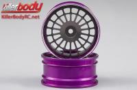 Felgen - 1/10 Touring - Scale - 12mm Hex - CNC Aluminium - Lancia Delta HF Integrale - Schwarz / Purple (2 Stk.)