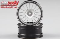 Felgen - 1/10 Touring - Scale - 12mm Hex - CNC Aluminium - Alfa Romeo TZ3 Corsa - Silber / Schwarz (2 Stk.)