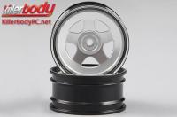 Wheels - 1/10 Touring - Scale - 12mm Hex - CNC Aluminum - Lancia Stratos (1977 Giro d'Italia) - Silver / Black (2 pcs)