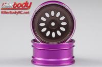 Cerchi - 1/10 Touring - Scale - 12mm Hex - CNC Alluminio - Alfa Romeo 2000 GTAm - Nero / Purple (2 pzi)