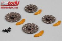 Body Parts - 1/10 Touring / Drift - Scale - CNC Aluminum - Gunmetal Brake Disc & Gold Caliper (4 pcs)