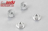 Wheel Nuts - M4 serrated flanged - Aluminum - Silver (4 pcs)