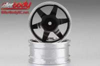 Wheels - 1/10 Touring - Scale - 12mm Hex - CNC Aluminum - Alfa Romeo 155 GTA - Black / Silver (2 pcs)