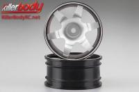 Wheels - 1/10 Touring - Scale - 12mm Hex - CNC Aluminum - Alfa Romeo 155 GTA - Silver / Black (2 pcs)