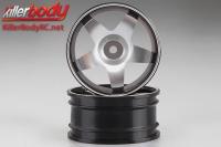 Wheels - 1/10 Touring - Scale - 12mm Hex - CNC Aluminum - Alfa Romeo 75 Turbo Evoluzione - Silver / Black (2 pcs)