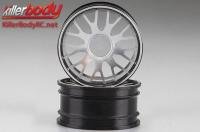 Felgen - 1/10 Touring - Scale - 12mm Hex - CNC Aluminium - BBS Type - Silber / Schwarz (2 Stk.)