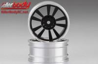 Jantes - 1/10 Touring - Scale - 12mm Hex - CNC Aluminium - 5-V Spoke - Noir / Silver (2 pces)