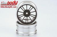 Wheels - 1/10 Touring - Scale - 12mm Hex - CNC Aluminum - Alfa Romeo Giulietta (2010) - Black / Silver (2 pcs)