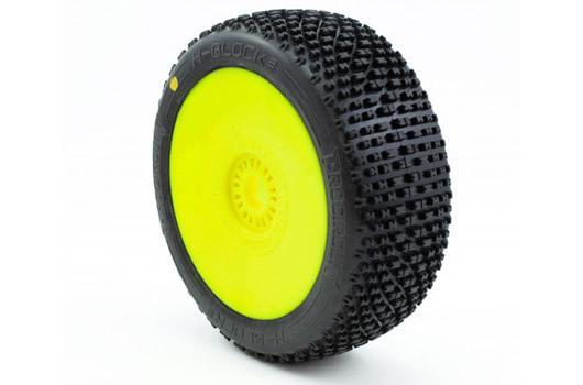 ProCircuit - PCY2001-C2 - Gomme - 1/8 Buggy - montato - Cerchi gialli - 17mm Hex - H-BLOCK V2 C2 (SOFT) (2 pcs)