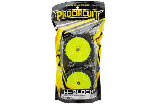 Gomme - 1/8 Buggy - montato - Cerchi gialli - 17mm Hex - H-BLOCK V2 C2 (SOFT) (2 pcs)