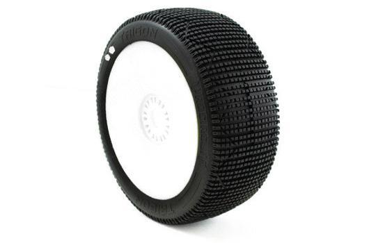 ProCircuit - PCW2007-S1 - Tires - 1/8 Buggy - mounted - White wheels - 17mm Hex - TRIGON v3 BUGGY S1 (SUPER SOFT)