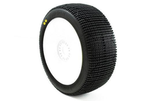 ProCircuit - PCW2007-S2 - Tires - 1/8 Buggy - mounted - White wheels - 17mm Hex - TRIGON v3 BUGGY S2 (SOFT)