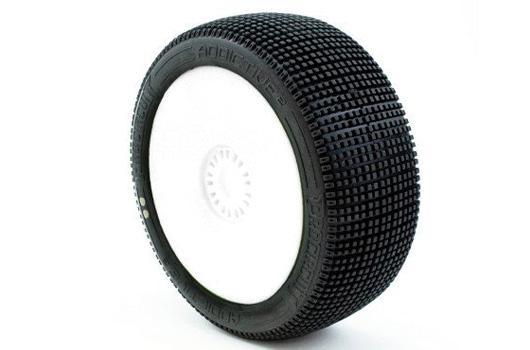 ProCircuit - PCW2004-S1 - Tires - 1/8 Buggy - mounted - White wheels - 17mm Hex - ADDICTIVE v2 BUGGY S1 (SUPER SOFT)