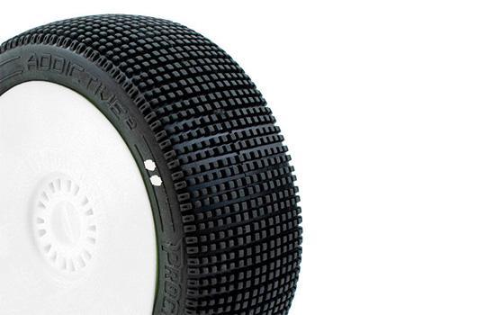 Tires - 1/8 Buggy - mounted - White wheels - 17mm Hex - ADDICTIVE v2 BUGGY S1 (SUPER SOFT)