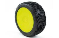 Tires - 1/8 Buggy - Hot Dice V2 Buggy C1 (Super Soft) Pre-Mounted Yellow