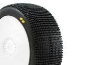 Tires - 1/8 Buggy - mounted - White wheels - 17mm Hex - TRIGON v3 BUGGY S2 (SOFT)