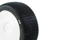 Tires - 1/8 Buggy - mounted - White wheels - 17mm Hex - ADDICTIVE v2 BUGGY S1 (SUPER SOFT)