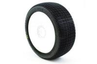 Tires - 1/8 Buggy - mounted - White wheels - 17mm Hex - ADDICTIVE v2 BUGGY S2 (SOFT)