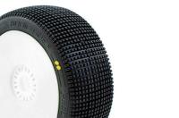 Tires - 1/8 Buggy - mounted - White wheels - 17mm Hex - ADDICTIVE v2 BUGGY S2 (SOFT)