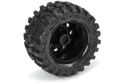 Tires - 1/10 Truck - 2.8" - mounted - Raid Black 6x30 Wheels - Removable Hex - Hyrax 2.8" (2 pcs) - for Traxxas Stampede 2wd & 4wd