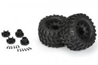 Tires - 1/10 Truck - 2.8" - mounted - Raid Black 6x30 Wheels - Removable Hex - Hyrax 2.8" (2 pcs) - for Traxxas Stampede 2wd & 4wd