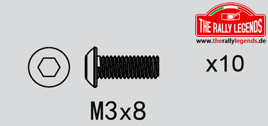 Rally Legends - EZRL2272 - Schrauben - Rundkopf - M3 x  8mm (10 pcs)