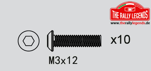 Rally Legends - EZRL2274 - Screws - Button Head - M3 x 12mm (10 pcs)