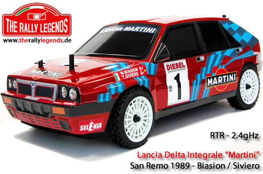 Rally Legends - EZRL089 - Auto - 1/10 Elektrisch - 4WD Rally - RTR - Lancia Delta 4WD Integrale Rot