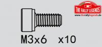 Viti - Testa Cilindrica - Hex (Allen) - M3 x  6mm (10 pzi)