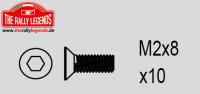 Screws - Flat Head - Hex (Allen) - M2 x 8mm (10 pcs)