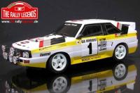 Auto - 1/10 Electrique - 4WD Rally - ARTR  - Audi Quattro Sport Rally 1985 - Carrosserie TRANSPARENTE