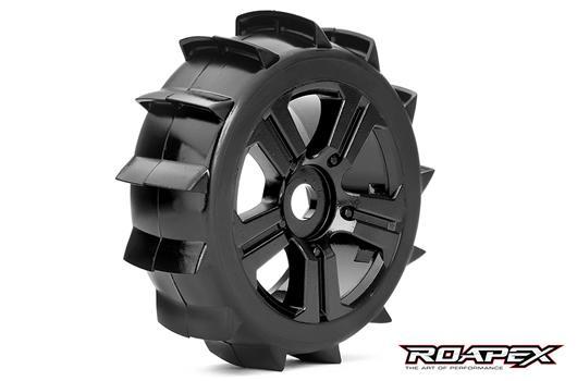 Roapex - RXR5004-B - Tires - 1/8 Buggy - mounted - Black wheels - 17mm Hex - Paddle (2 pcs)