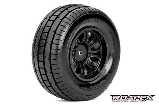 Roapex - RXR1001-B - Gomme - 1/10 Short Course - montato - Cerchi Neri - 12mm Hex - Trigger (2 pzi)