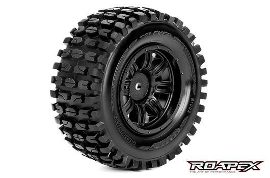 Roapex - RXR1002-B - Gomme - 1/10 Short Course - montato - Cerchi Neri - 12mm Hex - Tracker (2 pzi)