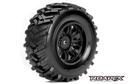 Roapex - RXR1004-B - Gomme - 1/10 Short Course - montato - Cerchi Neri - 12mm Hex - Morph (2 pzi)