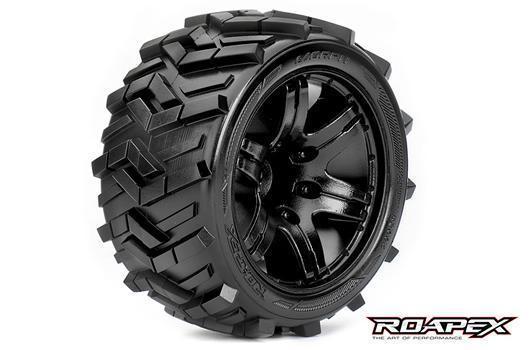 Roapex - RXR2004-B0 - Gomme - 1/10 Stadium Truck - montato - 0 offset - Cerchi Neri - 12mm Hex - Morph (2 pzi)