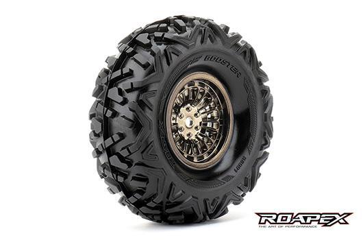 Roapex - RXR6001-CB - Gomme - 1/10 Crawler - montato - 1.9" - Chrome Cerchi neri - 12mm Hex - Booster (2 pzi)