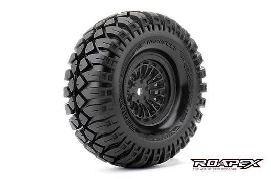 Roapex - RXR6003-B - Reifen - 1/10 Crawler - montiert - 1.9" - Schwarz Felgen - 12mm Hex - Hardrock (2 Stk.)