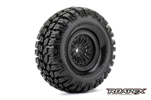 Roapex - RXR6004-B - Reifen - 1/10 Crawler - montiert - 1.9" - Schwarz Felgen - 12mm Hex - Storm (2 Stk.)