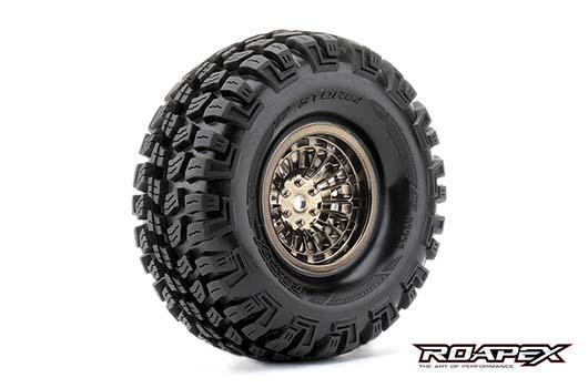 Roapex - RXR6004-CB - Reifen - 1/10 Crawler - montiert - 1.9" - Chrome Schwarz Felgen - 12mm Hex - Booster (2 Stk.)