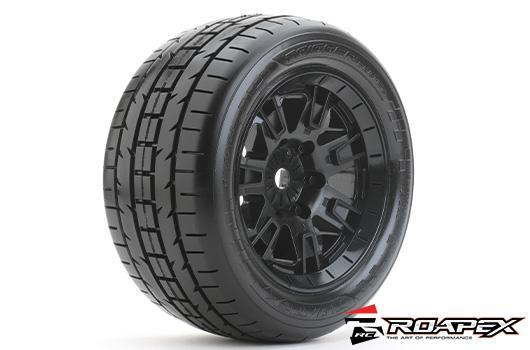 Roapex - RXR7001-K - Tires - 1/5 Truck - mounted - Belted - Black wheel - 24mm hex - Trigger (compatible with Kraton 8S) (2pcs)