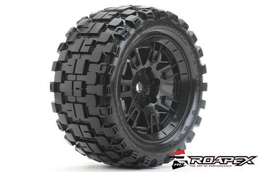 Roapex - RXR7003-K - Tires - 1/5 Truck - mounted - Belted - Black wheel - mounted - 24mm hex - RHYTHM (compatible with Kraton 8S) (2pcs)