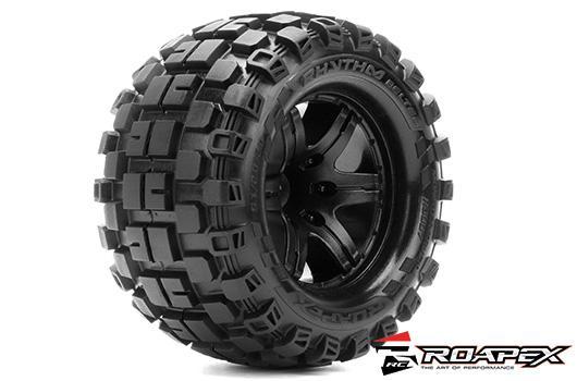 Roapex - RXR3007-B2 - Tire - 1/10 Monster Truck- Black wheel - mounted - Belted - 12mm hex - 1/2 offset - RHYTM (2pcs)