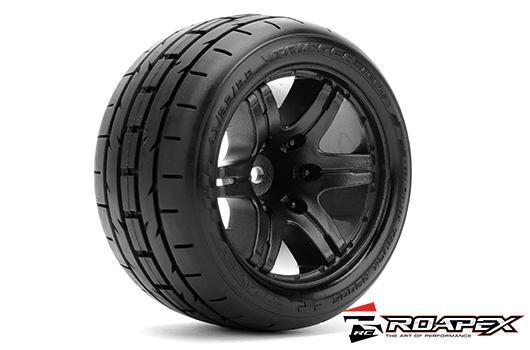 Roapex - RXR2005-B0 - Pneumatici - 1/10 Stadium Truck - montati - offset 0 - Cerchi neri - Esagono da 12 mm - Trigger (2 pezzi)