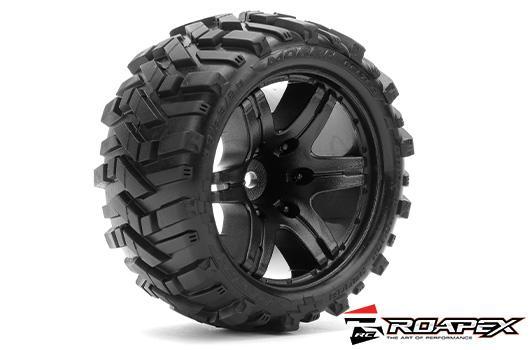 Roapex - RXR2008-B2 - Tire - 1/10 Stadium Truck - Black wheel - mounted - Belted - 12mm hex - 1/2 offset -MORPH (2pcs)