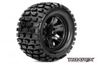 Reifen - 1/10 Monster Truck - montiert - 0 offset - Schwarz Felgen - 12mm Hex - Tracker (2 Stk.)