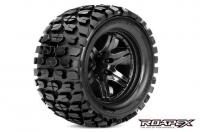 Pneus - 1/10 Monster Truck - montés - 1/2 offset - Jantes noires - 12mm Hex - Tracker (2 pces)