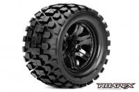 Pneus - 1/10 Monster Truck - montés - 0 offset - Jantes noires - 12mm Hex - Rhythm (2 pces)